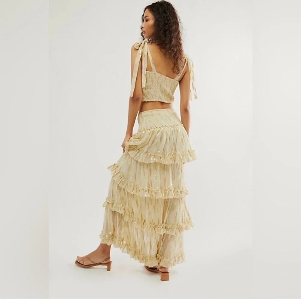 ❤️SOLD OUT❤️Function & Fringe Edit | Jen's Pirate Booty Cream Maxi Dress Set - Picture 3 of 5